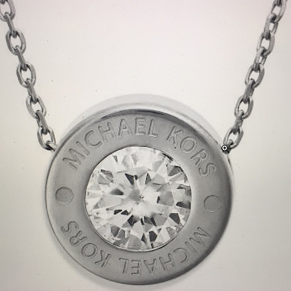 MICHAEL KORS BRILLIANCE LOGO PENDANT NECKLACE NWT - Picture 6 of 10